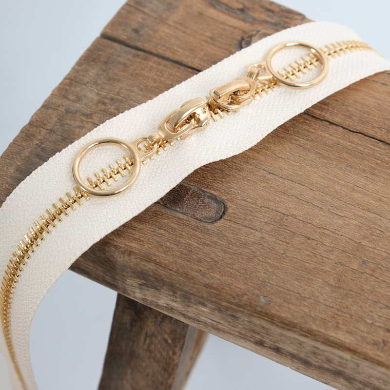 40cm Gold and Ecru Double-Slider Circle Clasp - Maison Klem